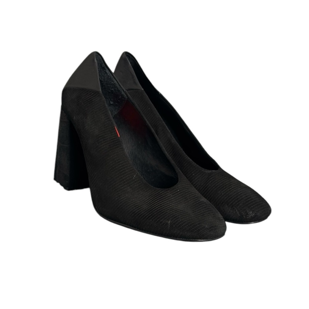 Free People Take Heart Block Heel Elegant Black Women's Shoes NWT Suede Leather - Picture 2 of 9